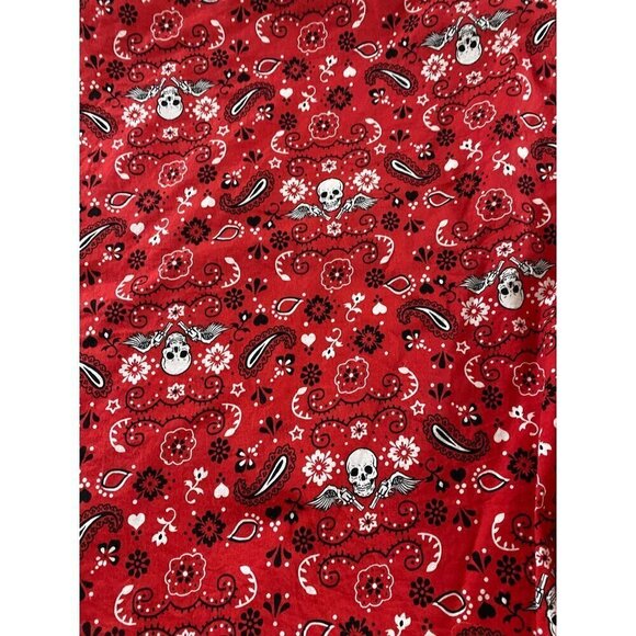 Hell Bunny Vixen Red Rockabilly Skull & Guns Print Skirt - XS - Picture 2 of 11
